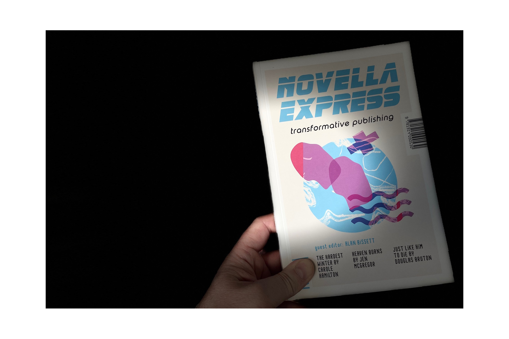 novella express and a hand and a dark background