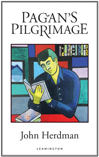 a modernist-style oil painting shows a young man reading a book